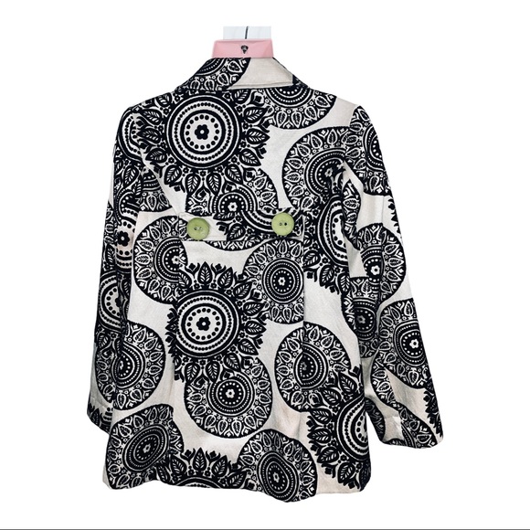 3 Sisters Black White Lime Green Pea Coat Jacket - Picture 2 of 9